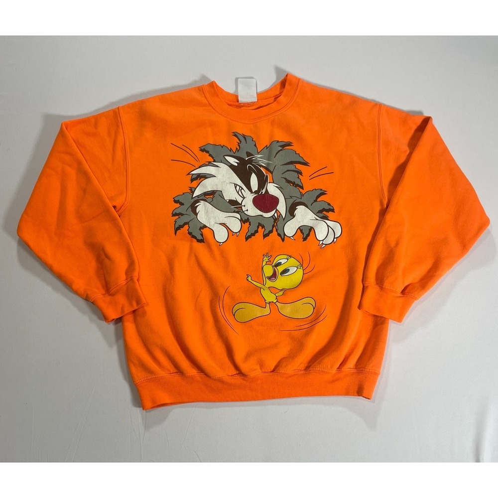 Vintage Looney Tunes Sylvester And Tweety Bird Orange Crewneck Sweater S